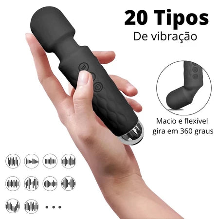 Vibrador Feminino E Massageador Estimulador de Clitóris Recarregável Varinha Mágica